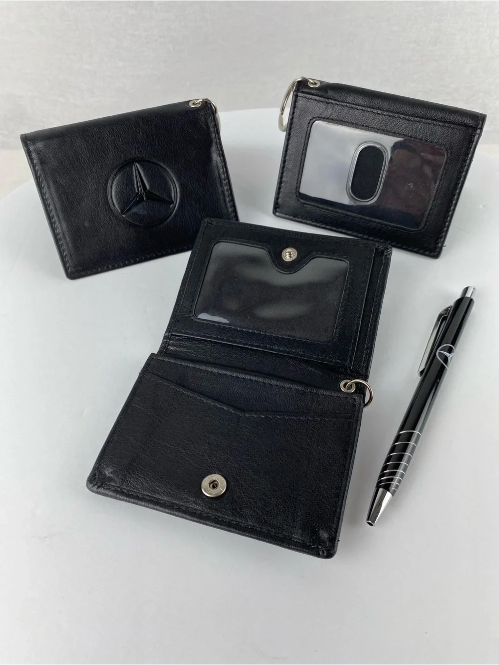 Mercedes-Benz Black Leather Wallet Card and Key Holder with ID Window